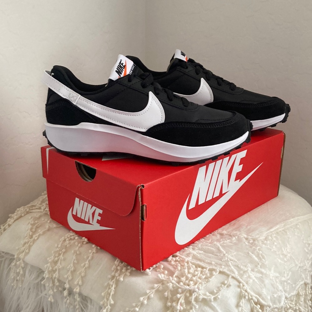 COPY - Women Size 6.5 Nike Waffle Debut Sneakers- Black/Orange/White
